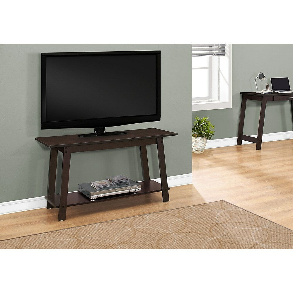 Image of Monarch Specialties - 2735 Tv Stand - 42 Inch - Console - Storage Shelves - Living Room - Bedroom - Laminate - Brown
