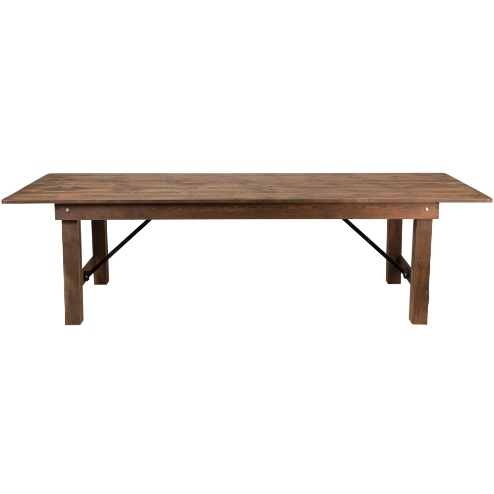 Image of Flash Furniture HERCULES Series 9' x 40" Rectangular Antique Rustic Solid Pine Folding Farm Table, Brown