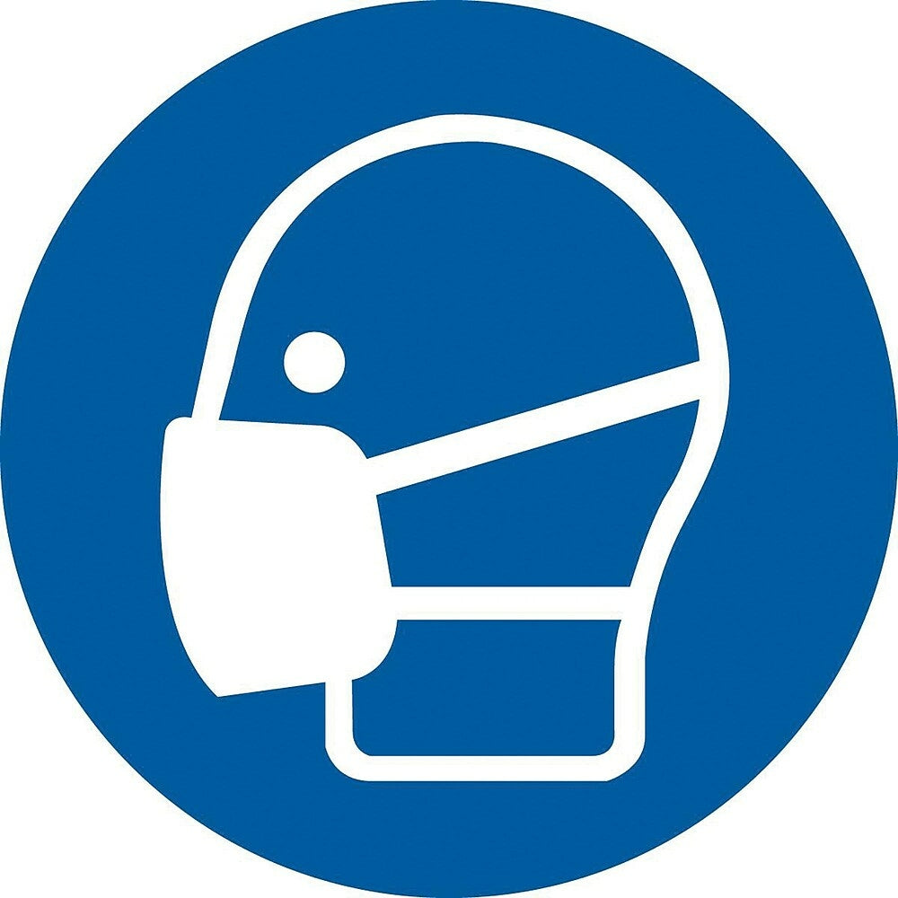 Image of Accuform Signs Wear A Mask Iso Mandatory Safety Labels, 4" x 4", Vinyl, Pictogram, Blue