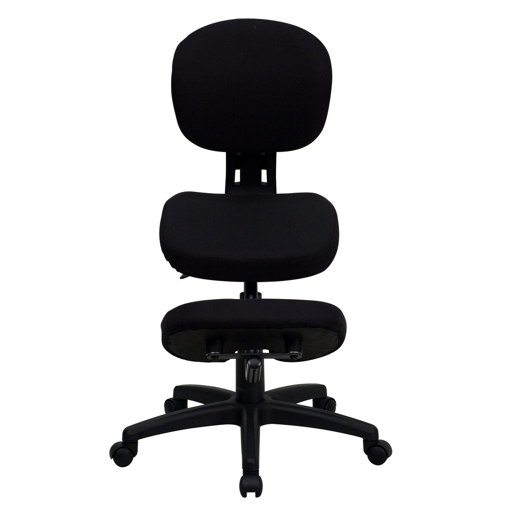 Image of Flash Furniture Mobile Ergonomic Kneeling Posture Task Office Chair with Back - Black Fabric