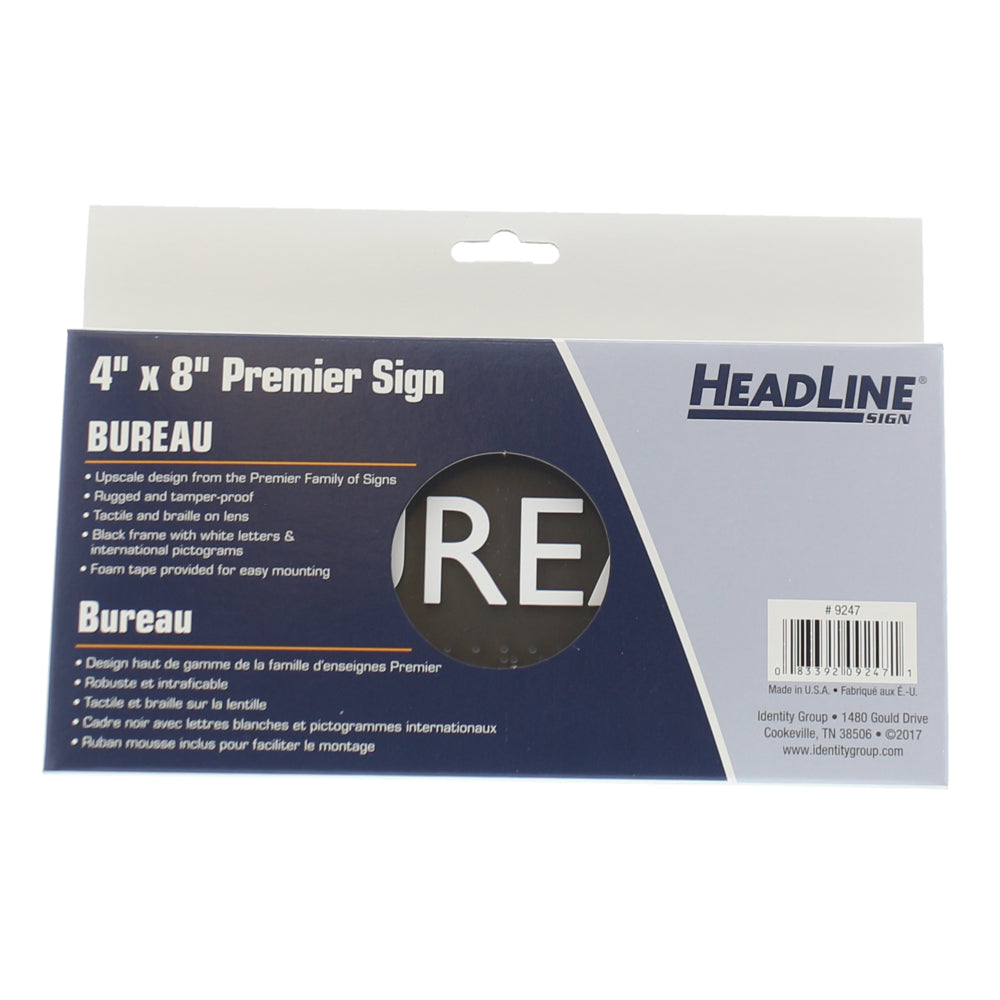 Image of Headline Sign Premier BUREAU Sign - 4" H x 8" L - Black