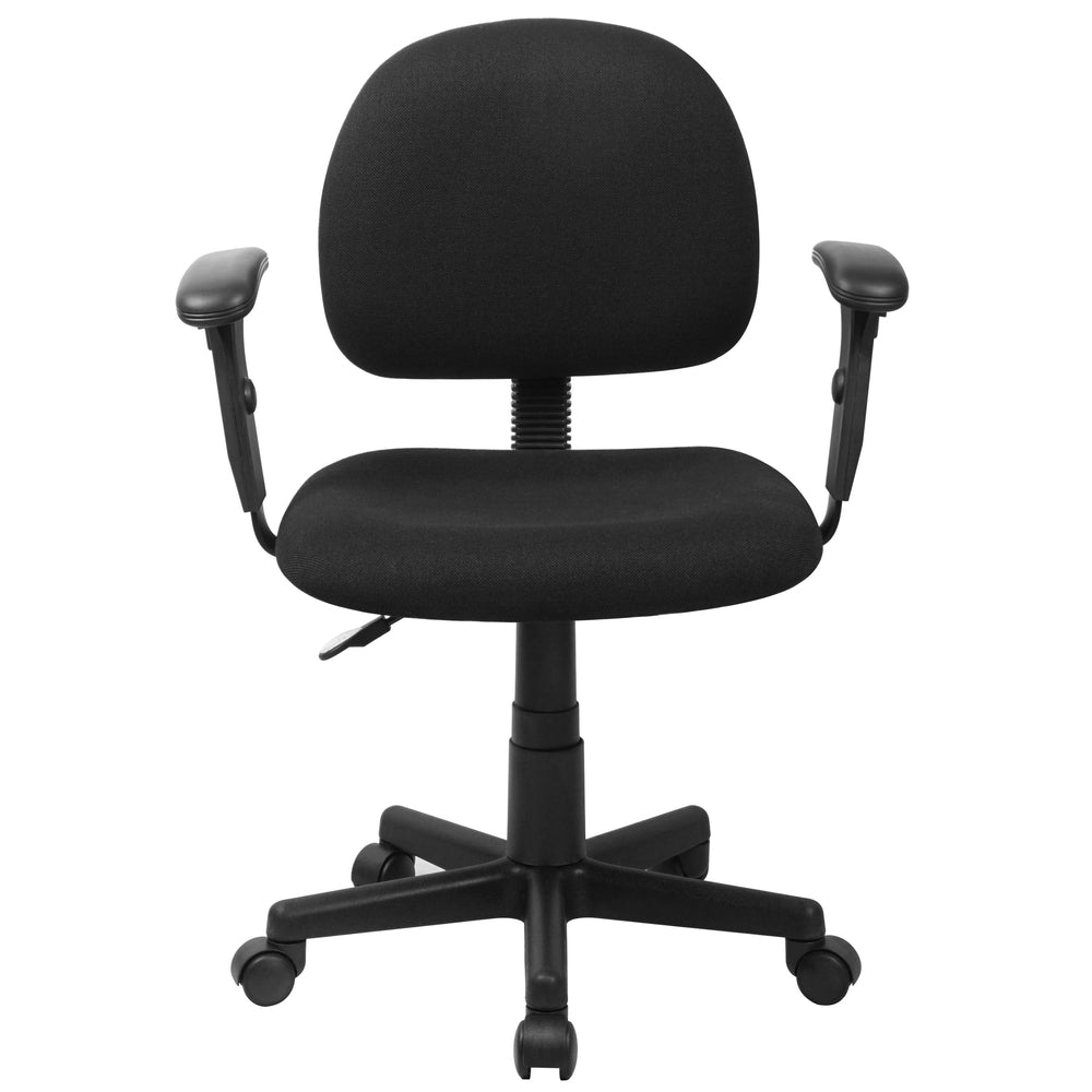 Image of Flash Furniture Mid-Back Black Fabric Swivel Task Office Chair with Adjustable Arms