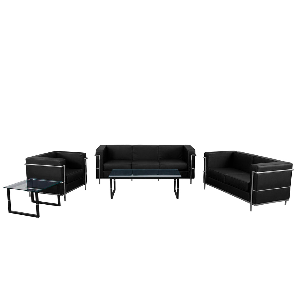 Image of Flash Furniture HERCULES Regal Series Reception Set - Black LeatherSoft