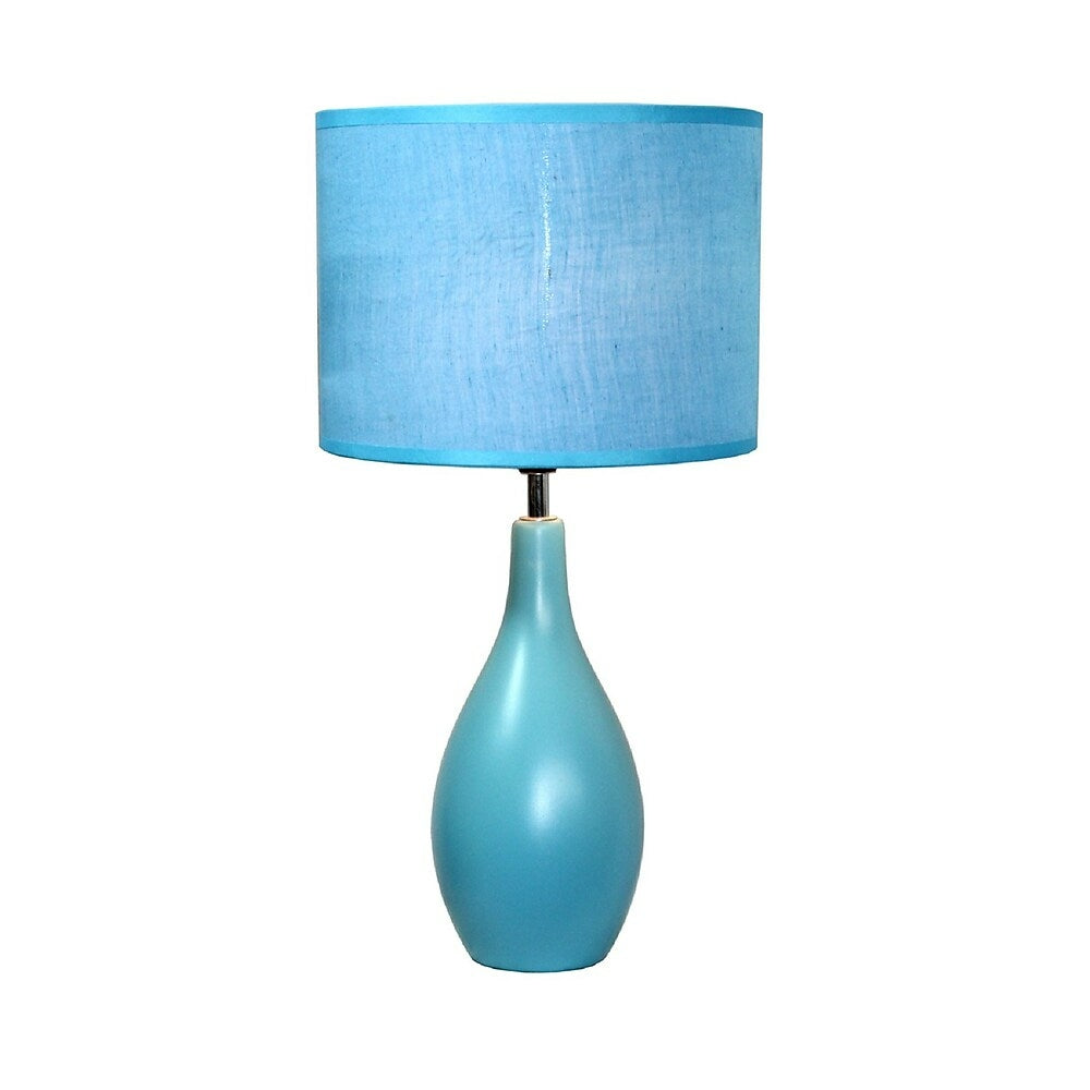 Image of Simple Designs Oval Base Ceramic Table Lamp, Blue Finish