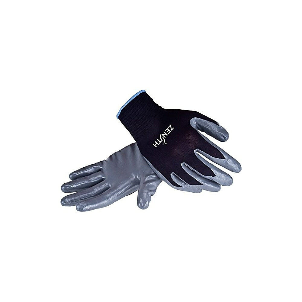 Image of Zenith Safety Black Nylon Nitrile Coated Gloves, Size 8, 60 Pack