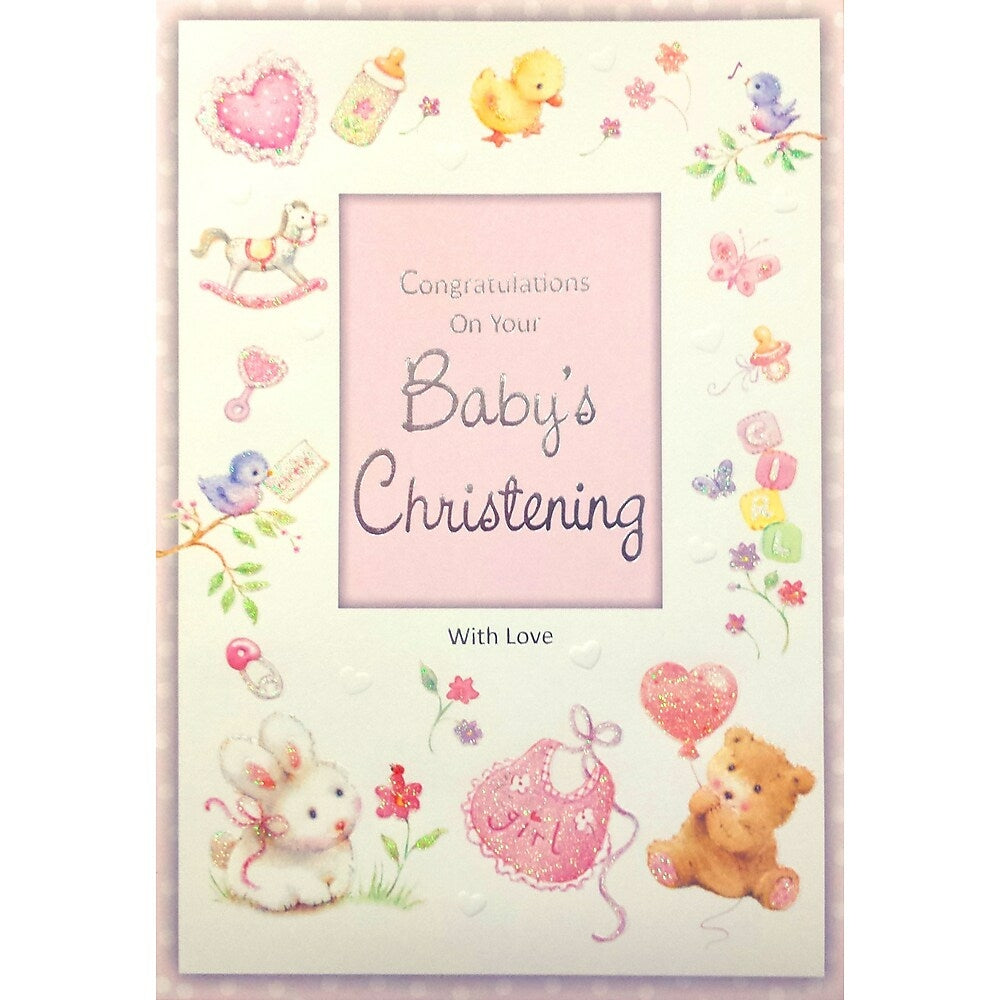 Image of Rosedale 5-1/2" x 8" Girl Baby Christening Greeting Cards And Envelopes, 12 Pack (15406)