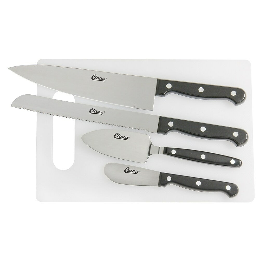 Image of Clauss 5-Piece Breakroom Knife Set with Cutting Board, (18633)