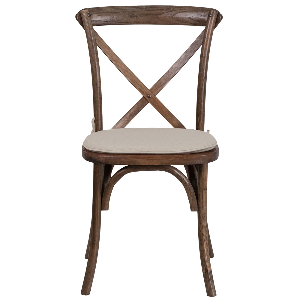 Image of Flash Furniture HERCULES Series Stackable Early American Wood Cross Back Chair with Cushion