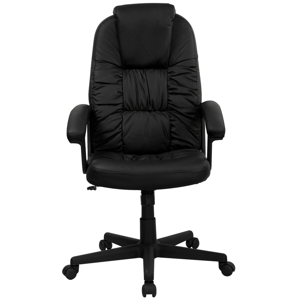 Image of Flash Furniture High Back Black Leather Executive Swivel Chair with Arms