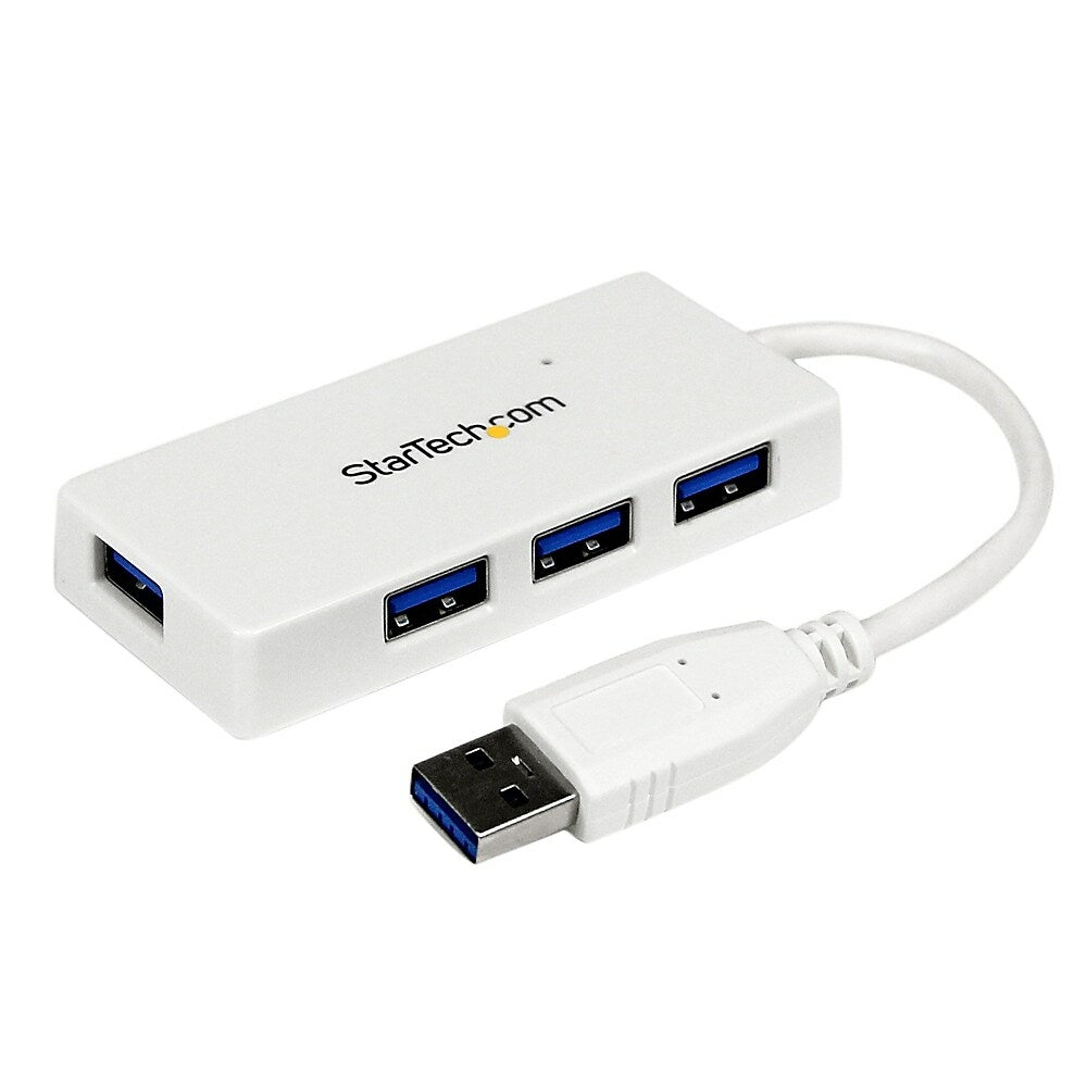 Image of StarTech SuperSpeed Mini USB 3.0 Hub, White, Portable 4 Port