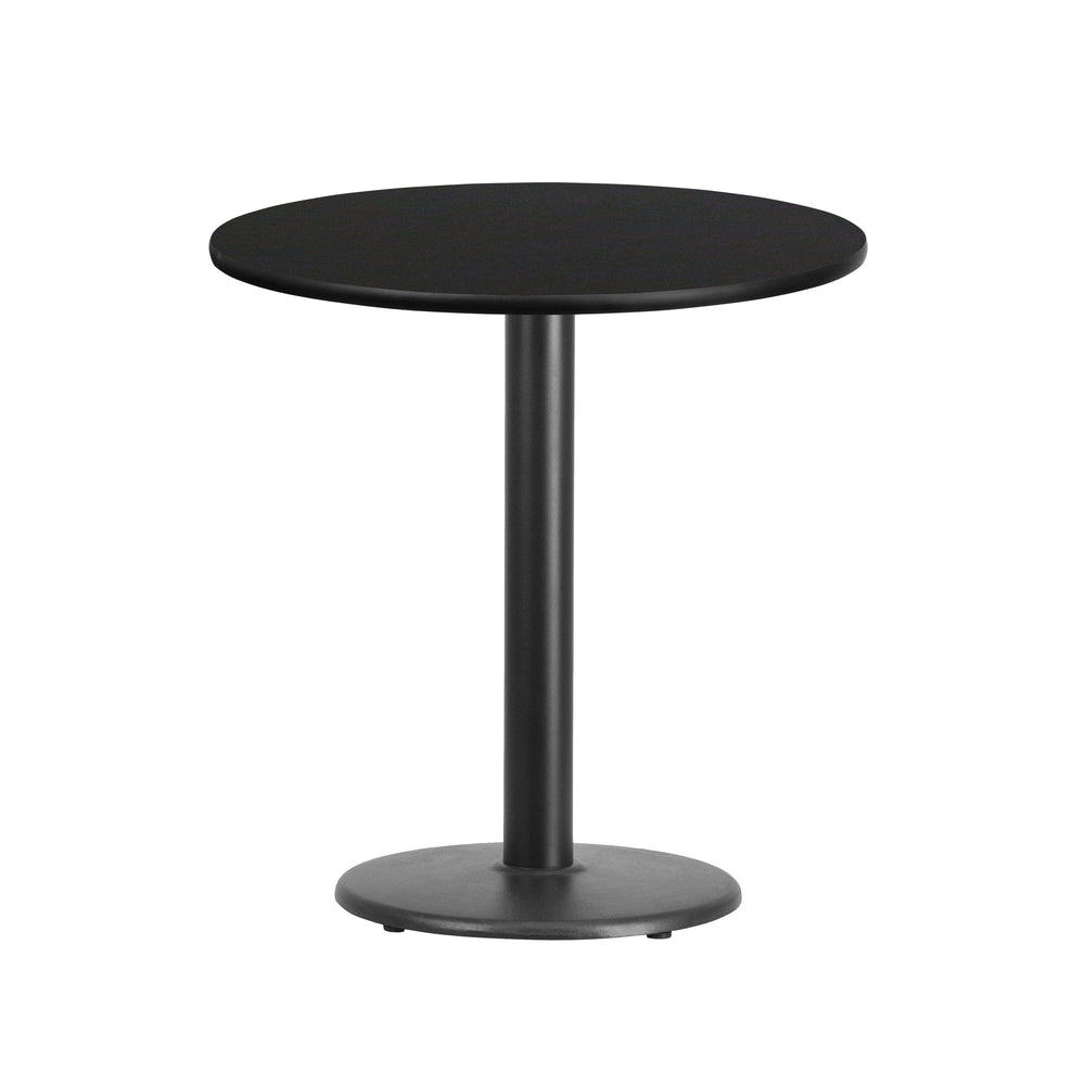 Image of Flash Furniture 24" Round Laminate Table Top, Black with 18" Round Table-Height Base (XURD24BKTR18)