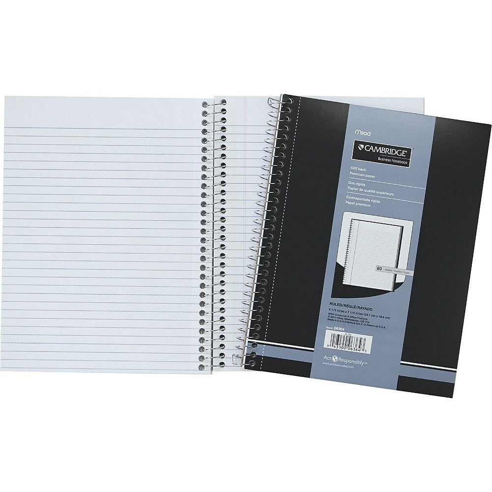 Image of Cambridge Premium Note Pad, 7-1/4" x 9-1/2", 80 Sheets, Wide-Ruled, Black