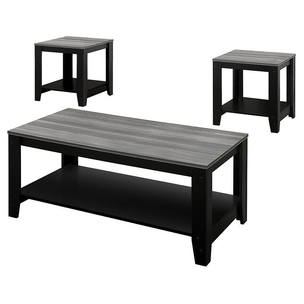 Image of Monarch Specialties - 7992P Table Set - 3pcs Set - Coffee - End - Side - Accent - Living Room - Laminate - Black - Grey