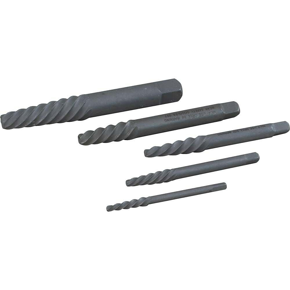 Image of Gray Tools 5 Piece Left Hand, Spiral Tapered Flute, Screw Extractor Set