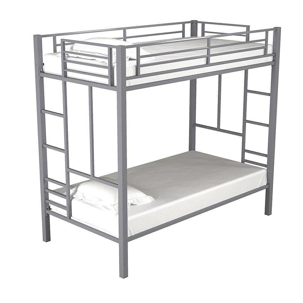 Image of YourZone Twin Twin Bunk Bed, Silver