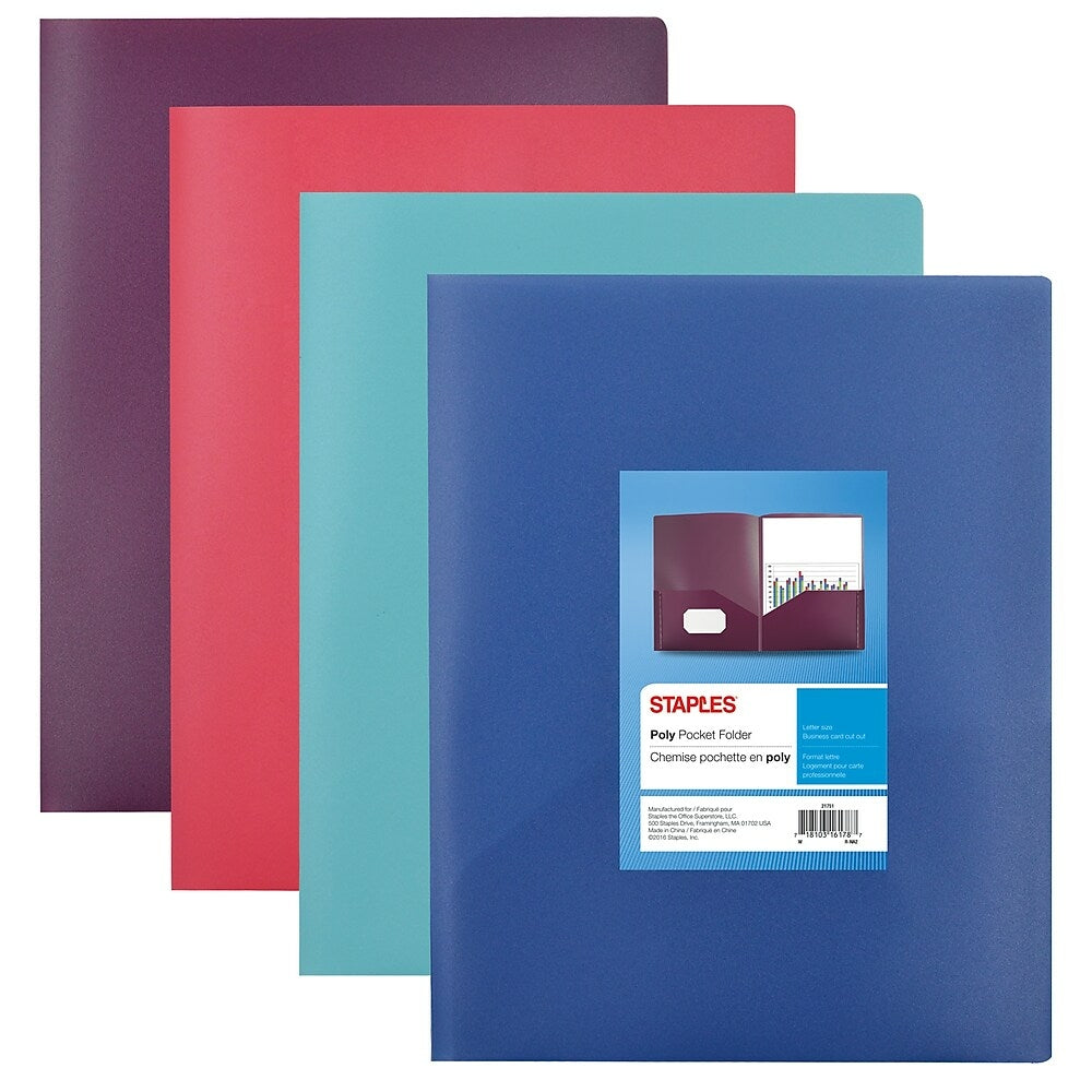 Image of Staples Twin Pocket Report Cover - Assorted Fashion Colours