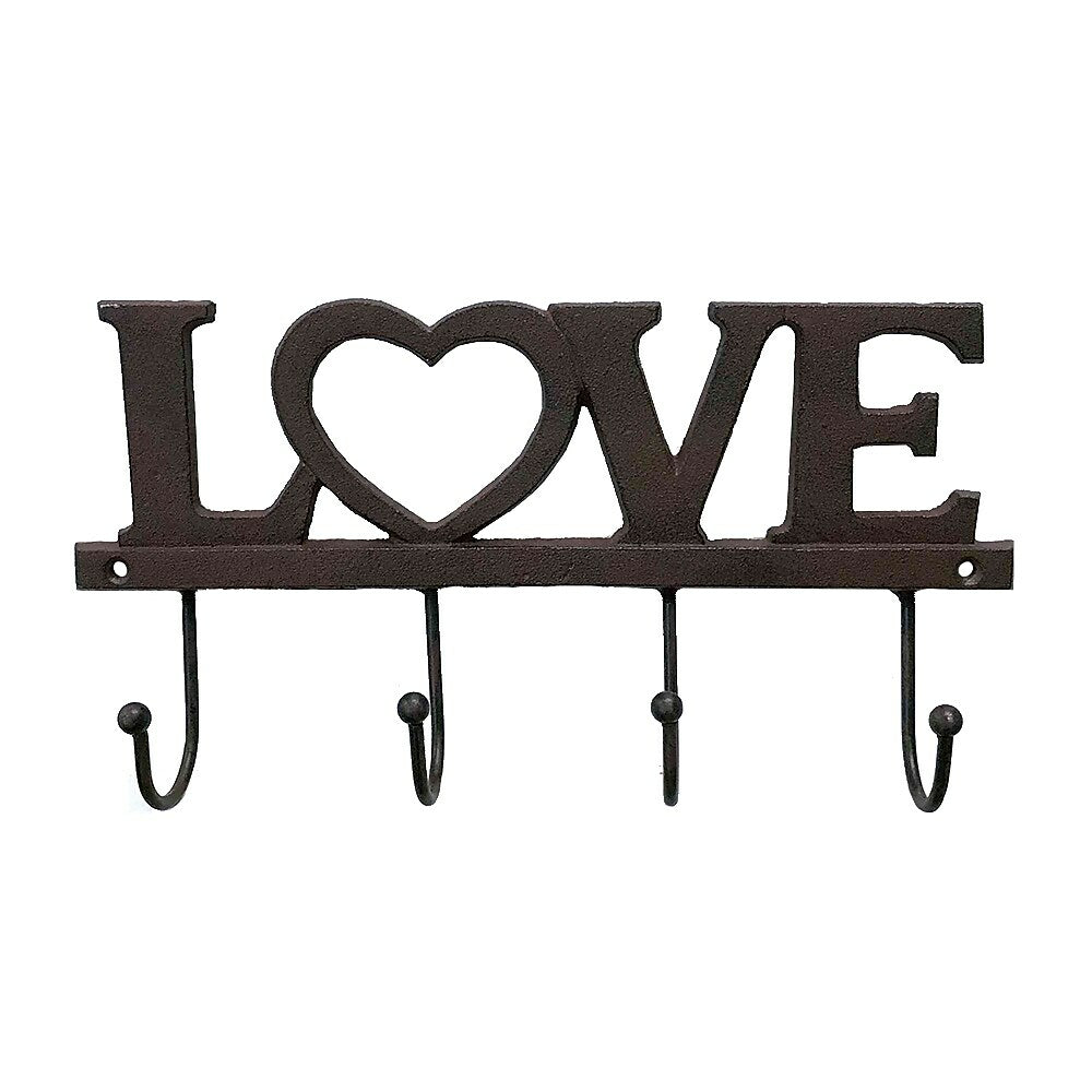 Image of Sign-A-Tology LOVE Cast Iron Wall Hook (4-hook) - 12" x 6.5" x 2"