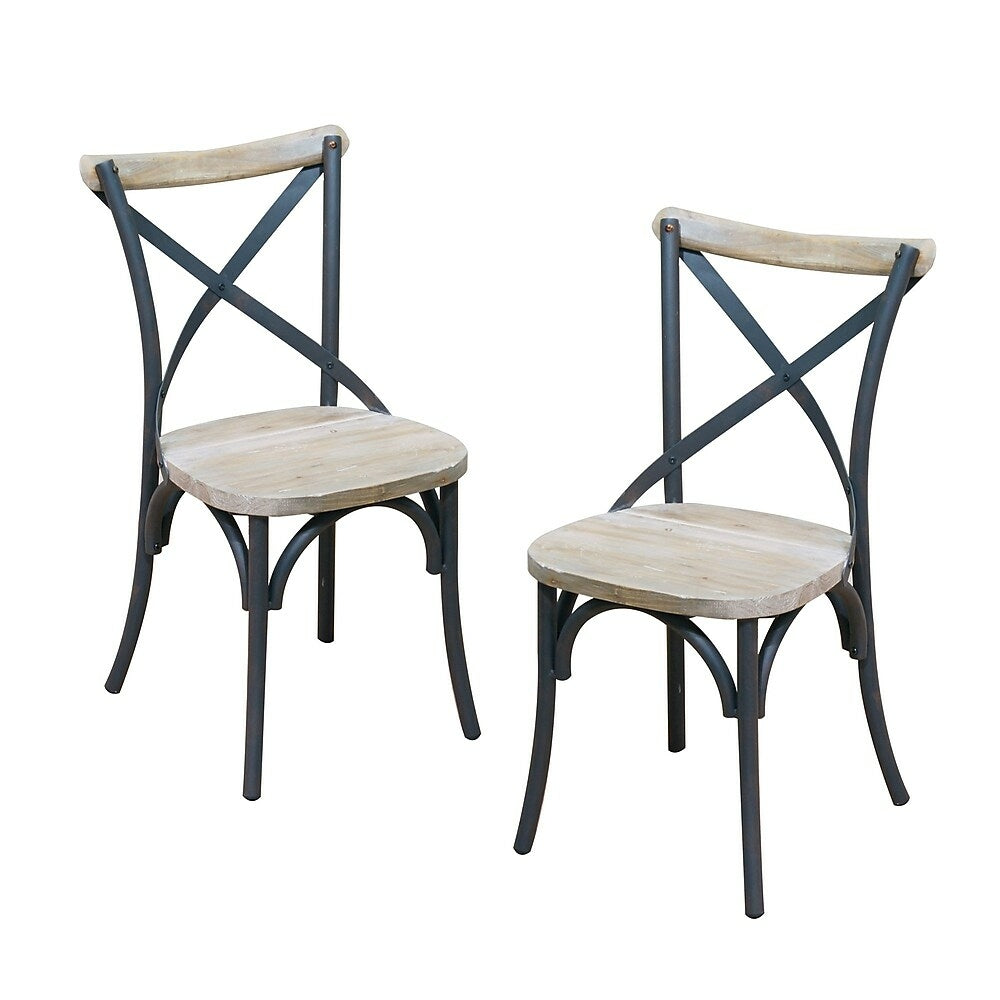 Image of Walker Edison Urban Reclamation Wood Deluxe Dining Chair, 2 Pack (CWM2 PackMDX), Brown