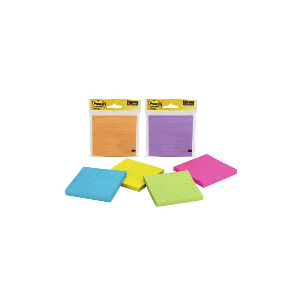 Image of Post-it Super Sticky Notes - 4" x 4" - Lines, Multicolour