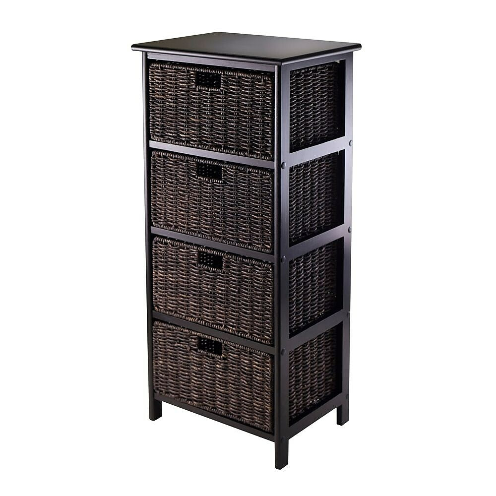 Image of Winsome Omaha Storage Rack with 4 Foldable Baskets, Black