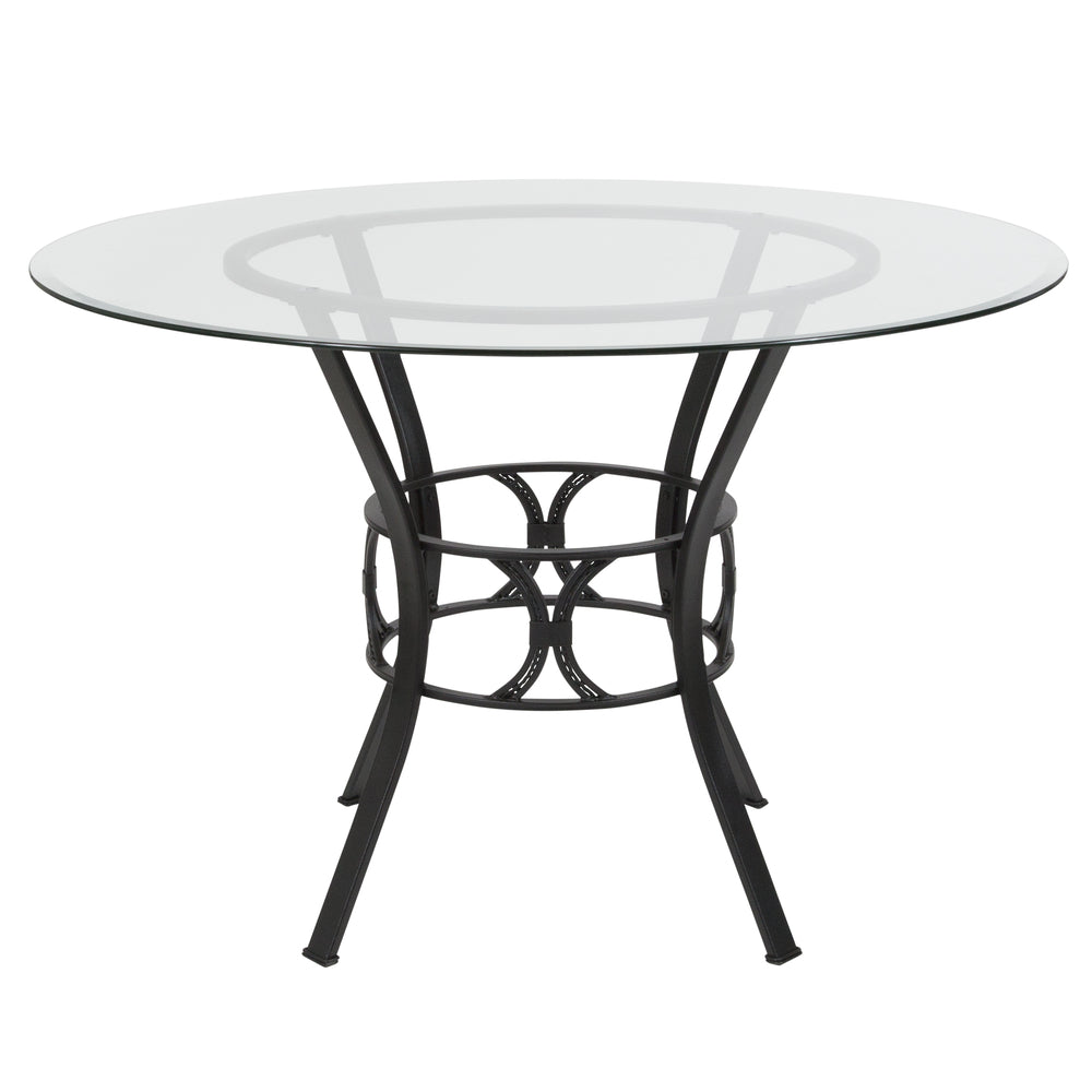 Image of Flash Furniture Carlisle 45" Round Glass Dining Table with Black Metal Frame