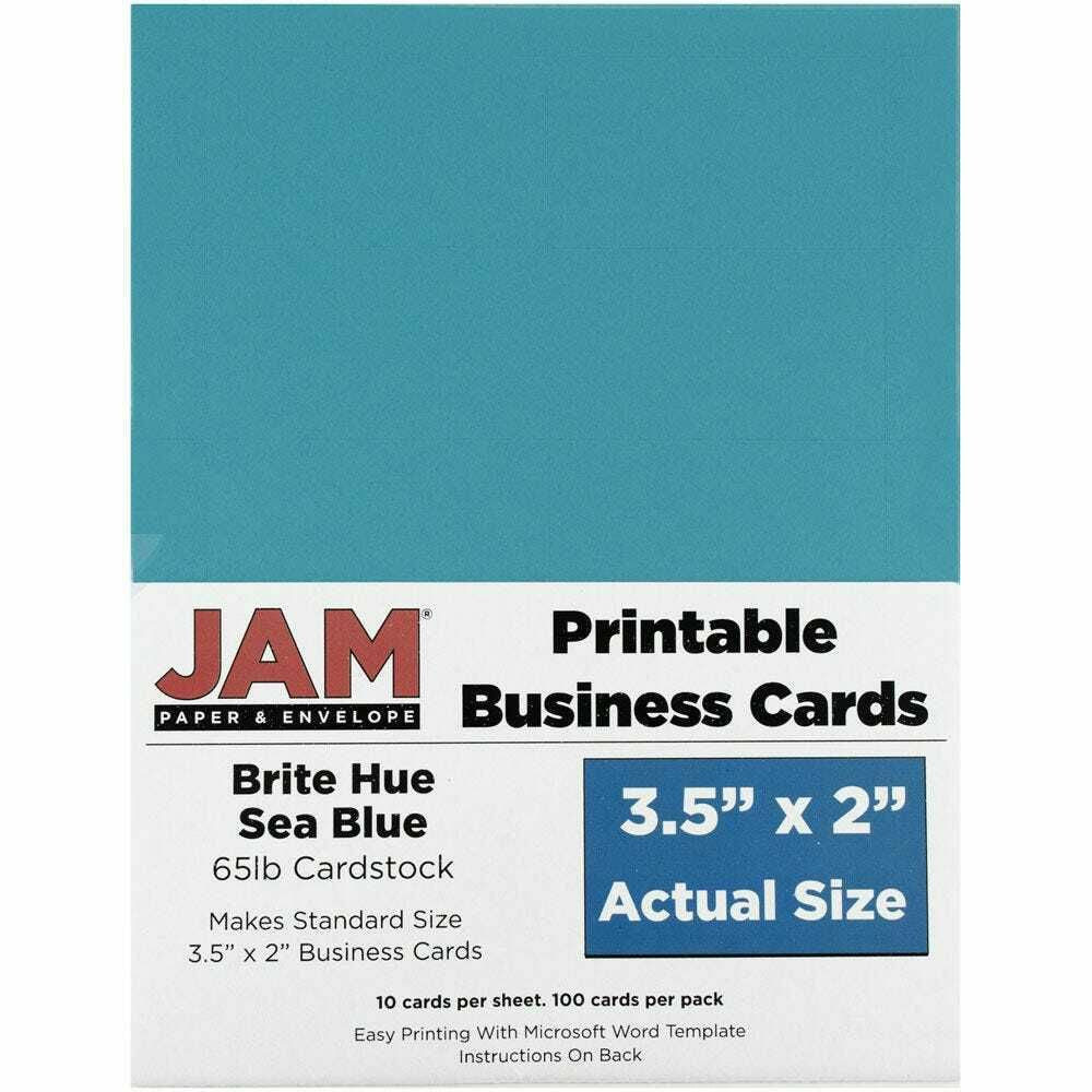 Image of JAM Paper Printable Business Cards - 3-1/2" x 2" - Sea Blue - 100 Pack