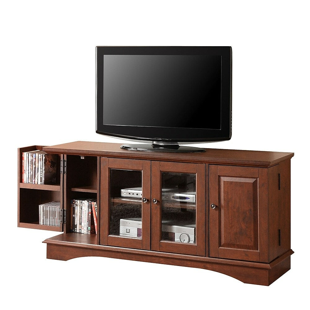 Image of Walker Edison Wasatch 52" Wood TV Console, Traditional Brown (WQ52C4DRTB)