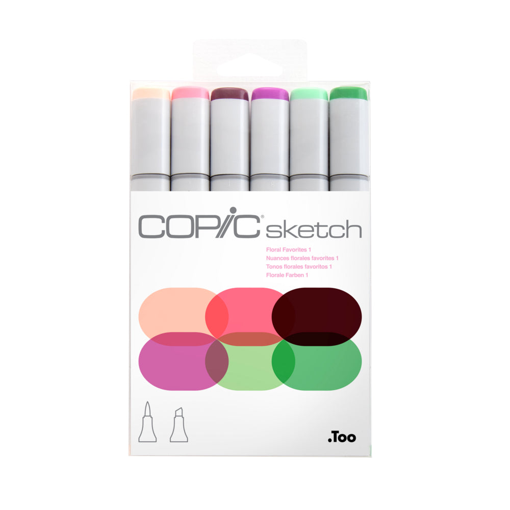 Image of Copic Sketch Dual Tipped Ink Markers - Floral Favorites 1 - Set of 6, Assorted