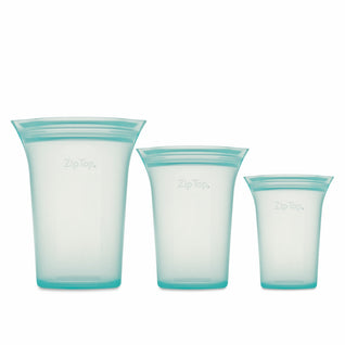 Zip Top Reusable Platinum Silicone Containers - Set of 8 - Teal