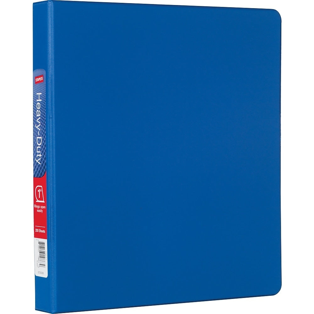Image of Staples Heavy-Duty Binder with D-Rings - 1" - Blue