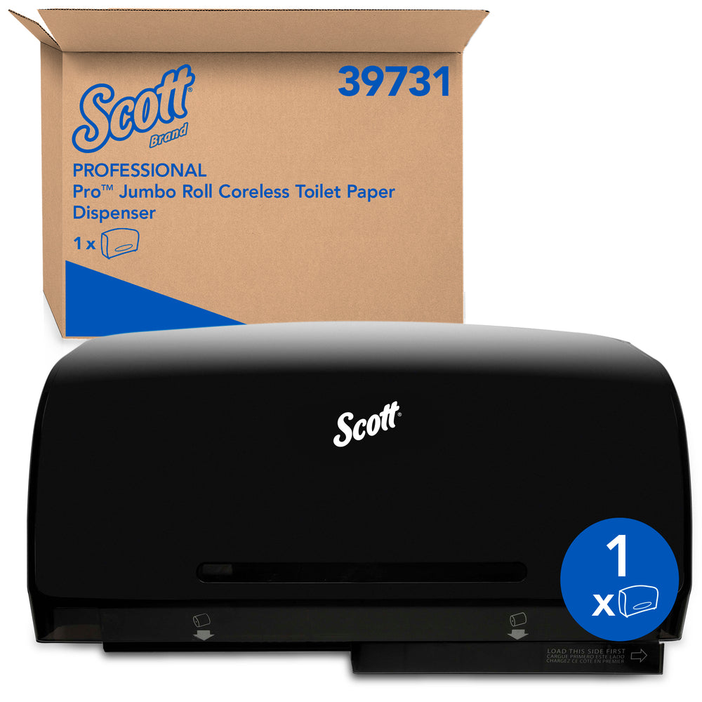 Image of Scott Pro Cottonelle/Scott JRT Twin Bathroom Tissue Dispenser (39731) - Black