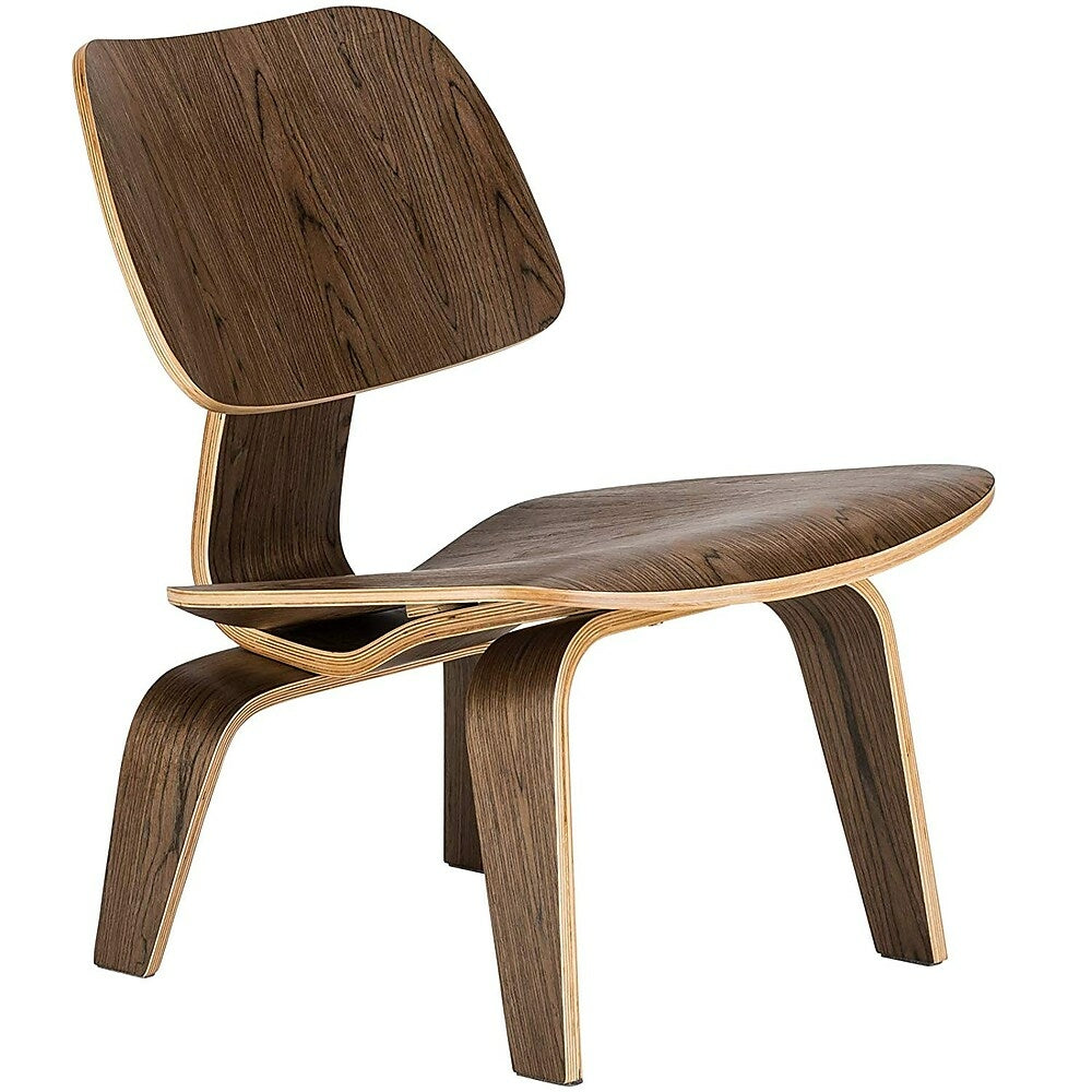 Image of Nicer Furniture Eames Inspired LCW Modern Lounge Chair Side Chair, Walnut, Brown