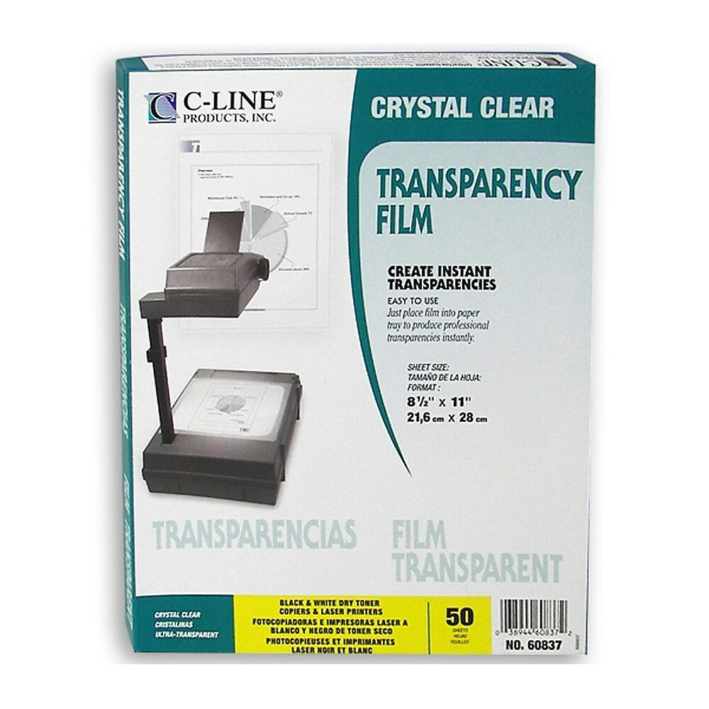 Image of C-Line Laser Printer/Plain Paper Copier Film, Clear, 50 Pack