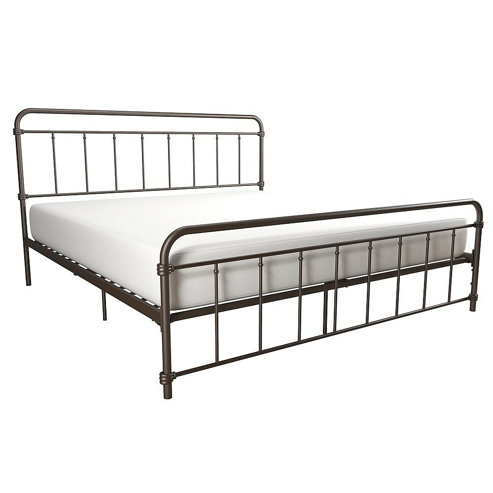 Image of DHP Wallace Metal Bed - King Size Frame with Underbed Storage - Bronze