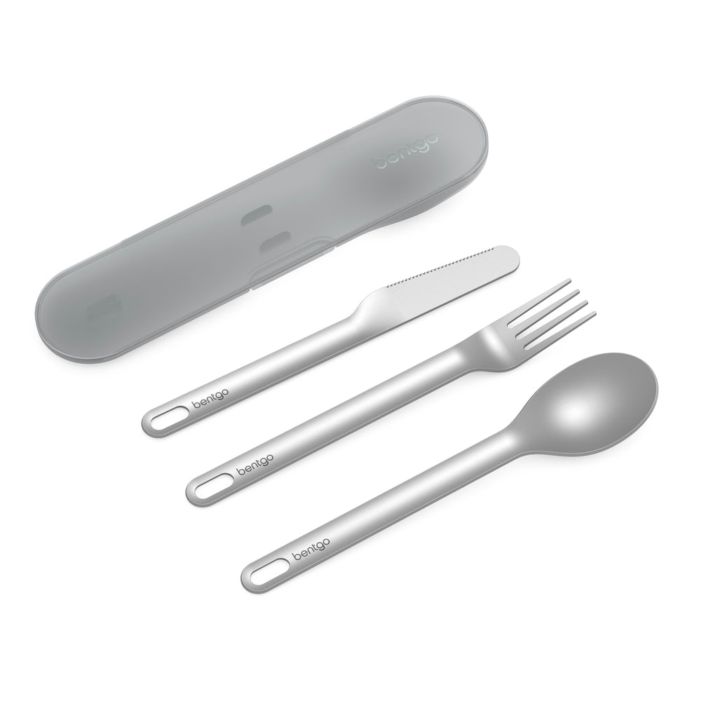 Image of Bentgo Stainless Steel Utensil Set with Gray Case, Grey
