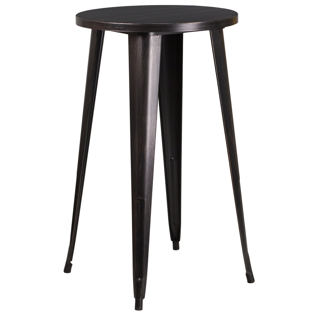 Image of 24" Round Black-Antique Gold Metal Indoor-Outdoor Bar Height Table (CH-51080-40-BQ-GG)