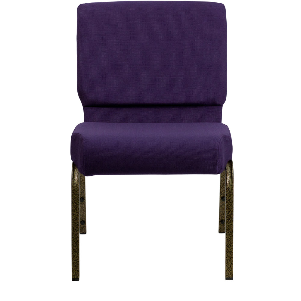 Image of Flash Furniture HERCULES Series 21"W Stacking Church Chair in Royal Purple Fabric with Gold Vein Frame