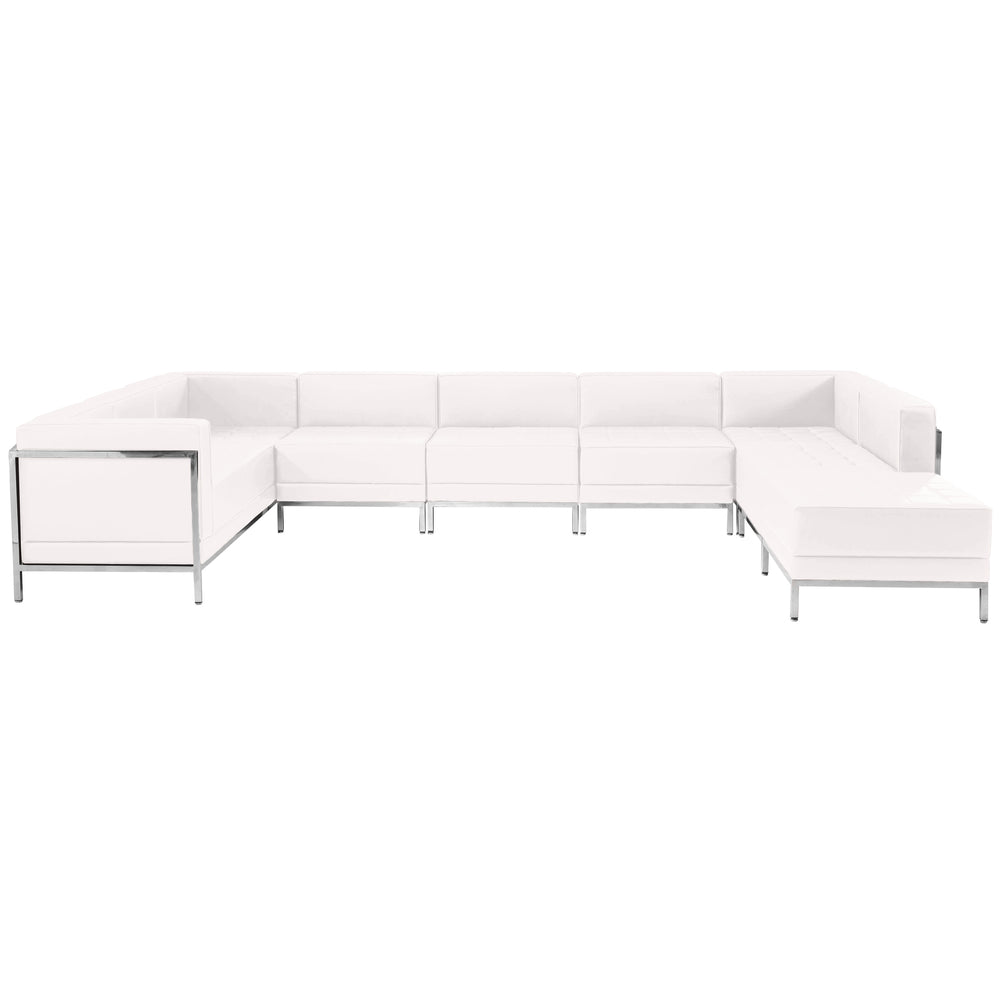 Image of Flash Furniture Hercules Imagination Series Leather U-Shape Sectional Configuration, 7 Pieces, White (ZBIMAGUSECSET4W)