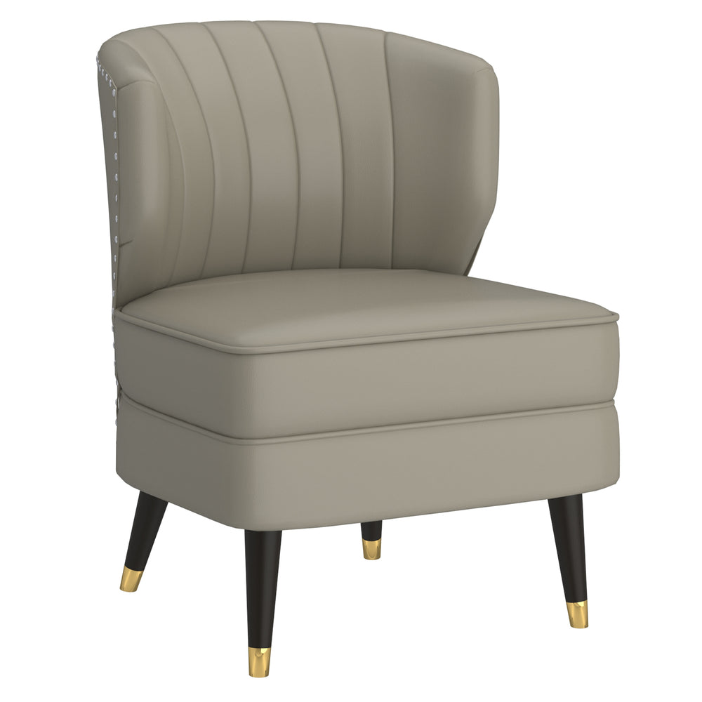 Image of nspire Modern Faux Leather 27" W Accent Chair - Grey-Beige