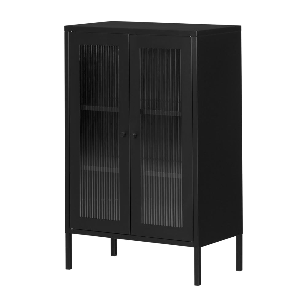 Image of South Shore Kodali Accent Cabinet with Glass Doors - Black