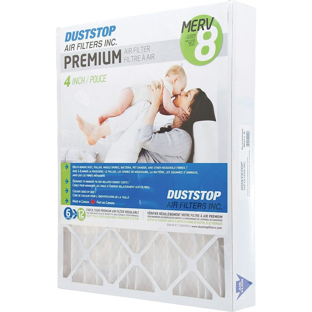 Image of Duststop, MERV 8 Air Filter, 20" x 20" x 4", 3 Pack, White