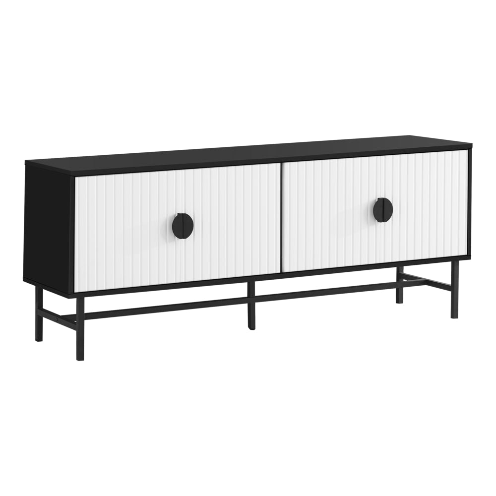 Image of Monarch Specialties 60" TV Stand/Storage Cabinet - Black & White Laminate