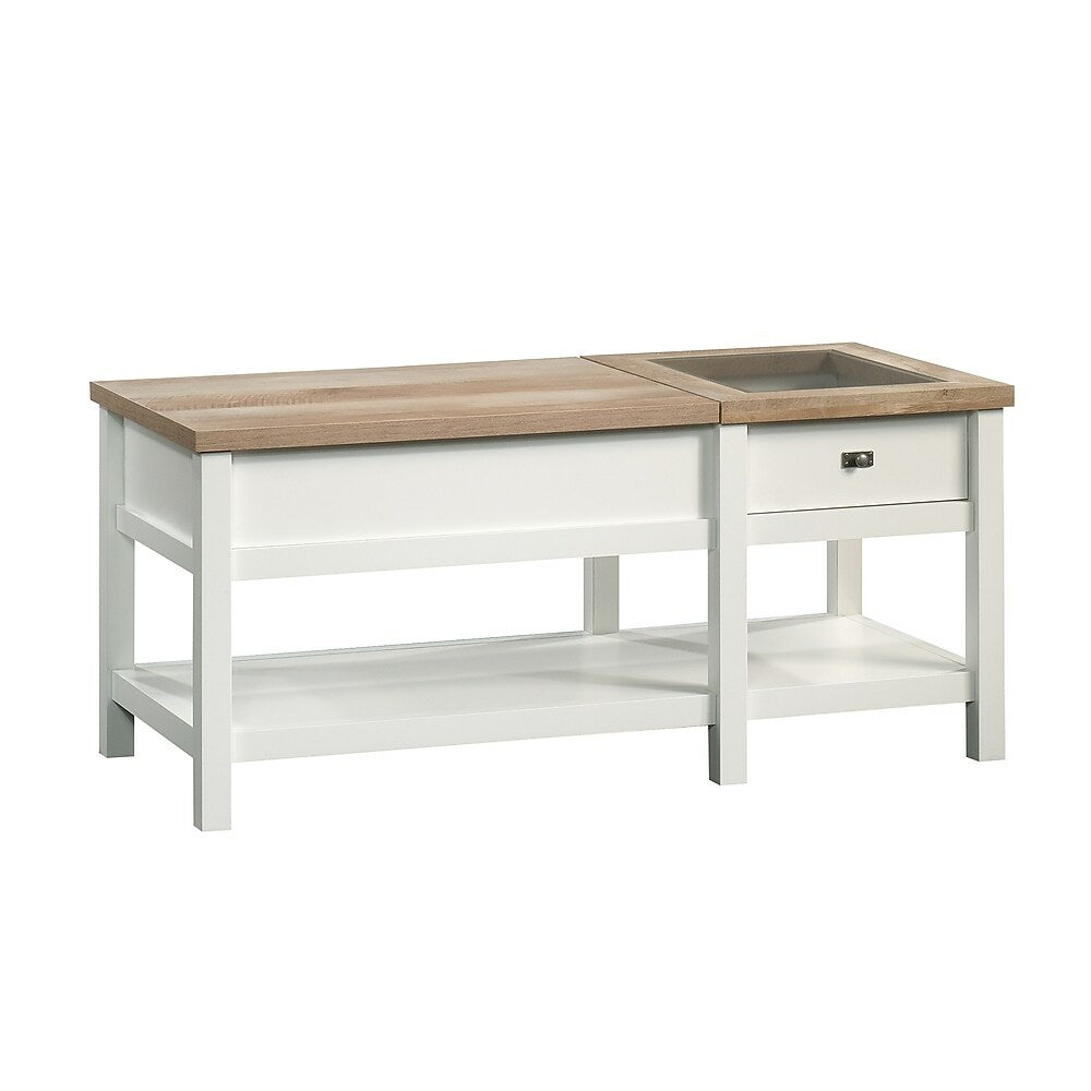 Image of Sauder 421463 Cottage Road Lift top Coffee Table, Soft White