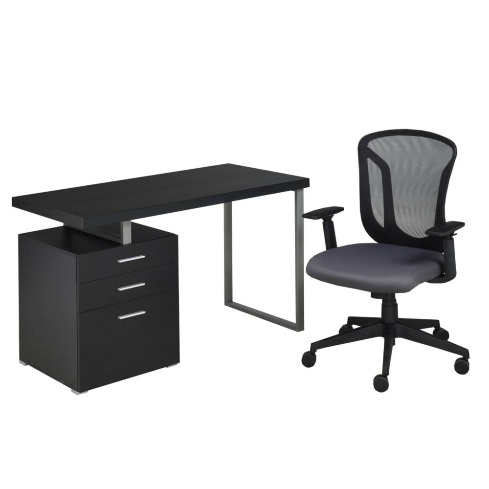 Image of Brassex Olivia Office Chair & Desk Set - Grey