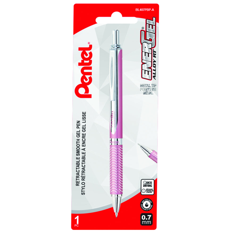 Image of Pentel EnerGel Alloy Liquid Gel Pen - Retractable - 0.7mm - Pink