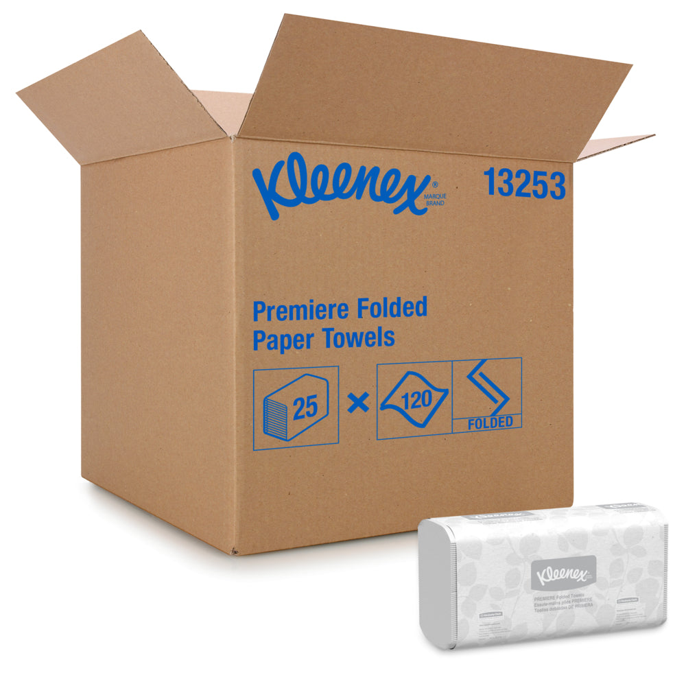 Image of Kleenex Premiere Folded Towels - Trifold Towels - with Fast-Drying Absorbency Pockets - White - 25 Pack