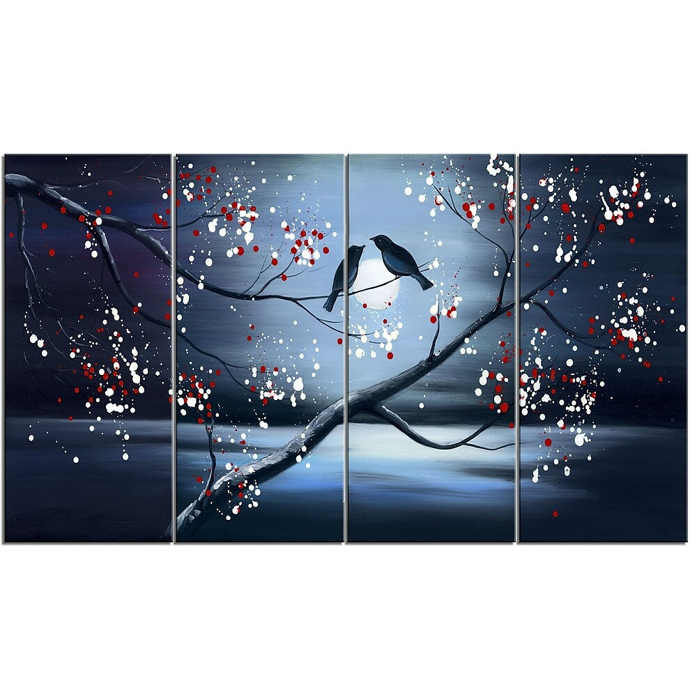 Image of Designart Together Forever Bird 4-Panel Canvas Art Print, 48" x 28", (PT1168-271)