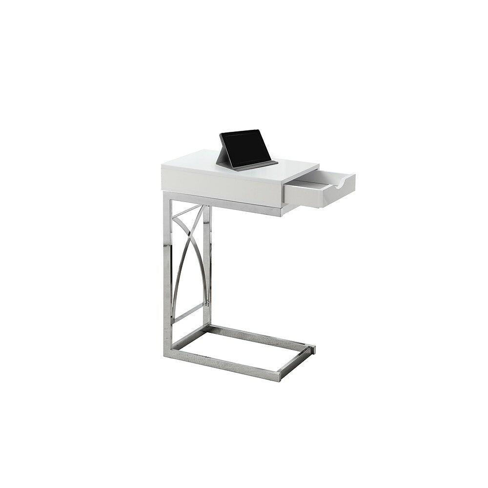 Image of Monarch Specialties - 3170 Accent Table - C-shaped - End - Side - Snack - Living Room - Bedroom - Metal - Glossy White