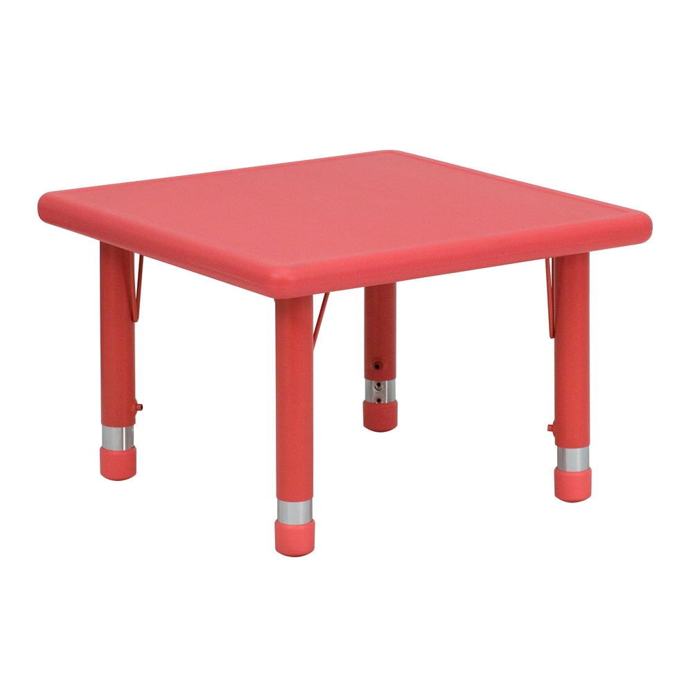 Image of Flash Furniture 24" Square Plastic Height Adjustable Activity Table - Red