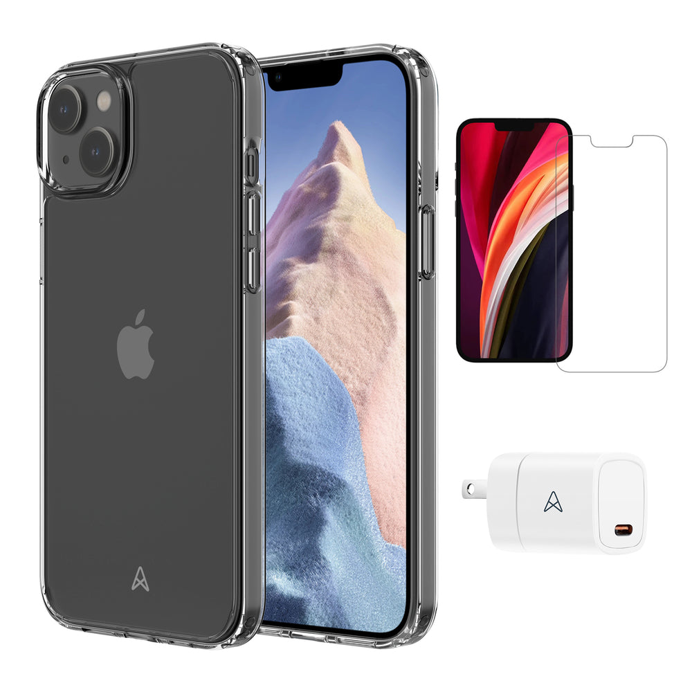 Image of Axessorize Starter Kit bundle - Ultra Clear Case, Screen Protector and 20w Charger for Apple iPhone 14 Plus